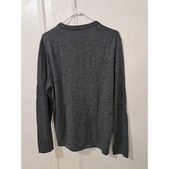 Mens large 100% merino wool sweater dark gray Grey  01 algo crewneck soft - Picture 6 of 9